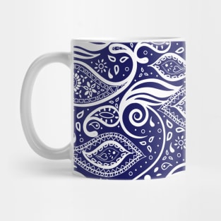 Paisley Bohemian Breeze Art - White and Blue Mug